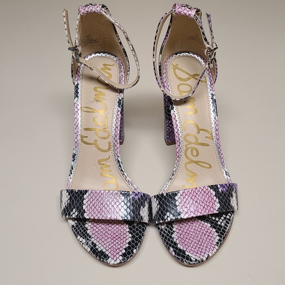 Sam Edelman Yaro snakeskin leather block heel sandals size 7 - Picture 4 of 12